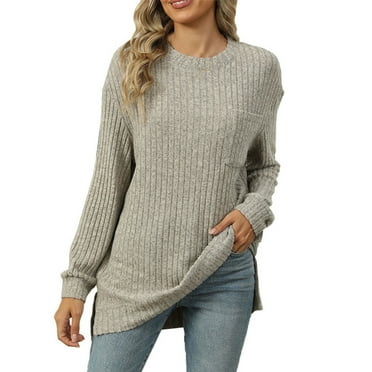 Texiao Cozy Sweaters for Women,Women's 2025 Loose Crew Neck Long Sleeve Basic Knit Pullover