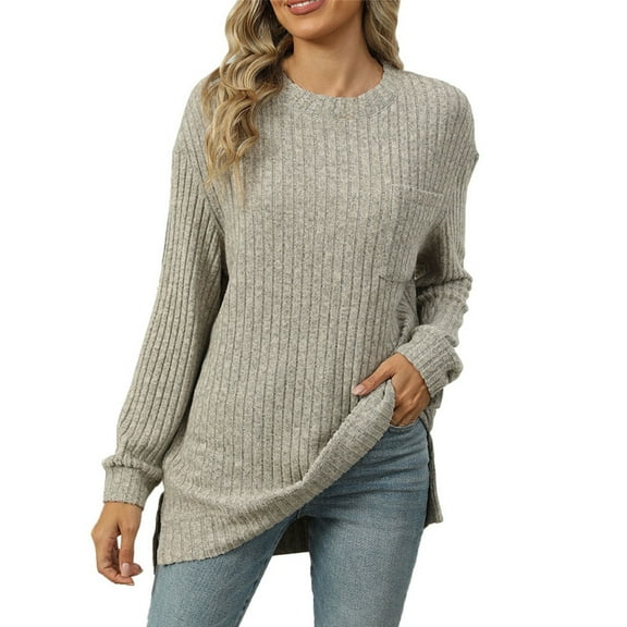 Texiao Cozy Sweaters for Women,Women's 2025 Loose Crew Neck Long Sleeve Basic Knit Pullover