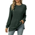 thumbnail image 1 of Texiao Cozy Sweaters for Women,Women's 2025 Loose Crew Neck Long Sleeve Basic Knit Pullover, 1 of 9
