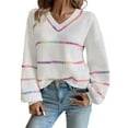 thumbnail image 1 of Texiao Fall Sweaters for Women 2025,Women's Striped Oversized Drop Shoulder Knit Pullover Sweater, 1 of 7