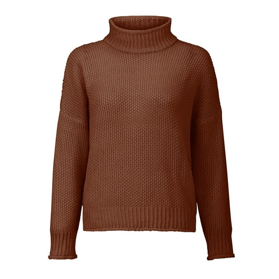 Texiao Fall Sweatshirts for Women,Women's Thick Thread High Neck Knit Pullover Sweater