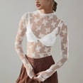 thumbnail image 1 of Texiao Lace Undershirt Lace Long Sleeve Tops for Women Women's Mesh Top Thumb Hole See Through Pullover Blouses, 1 of 4