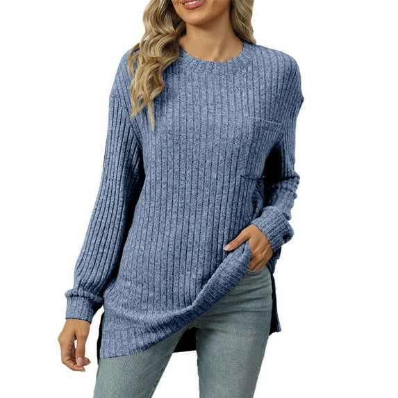 Texiao Light Sweaters for Women,Women's 2025 Loose Crew Neck Long Sleeve Basic Knit Pullover