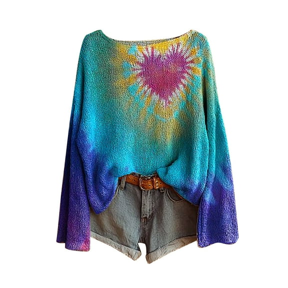 Texiao Oversized Sweatshirt for Women,Women's Winter Warm Art Print Crewneck Long Sleeve Knit Sweater