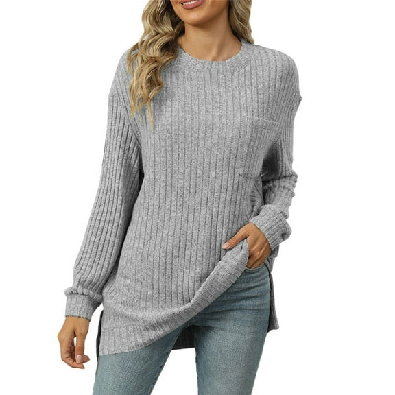 Texiao Sweaters for Women,Women's 2025 Loose Crew Neck Long Sleeve Basic Knit Pullover