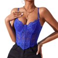 thumbnail image 1 of Texiao Women's Floral Lace Mesh Corset Vest Spaghetti Strap Tops Going Out, 1 of 9