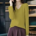 thumbnail image 1 of Texiao Women's Spring Solid Color V Neck Pullover Long Sleeved Knitted Inner Loose Casual Base Shirt, 1 of 5