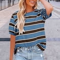 thumbnail image 1 of Texiao Women's Summer Tops 2025 Striped Color Block Short Sleeve T Shirts Crewneck Casual Loose Basic Tee Blouses, 1 of 4