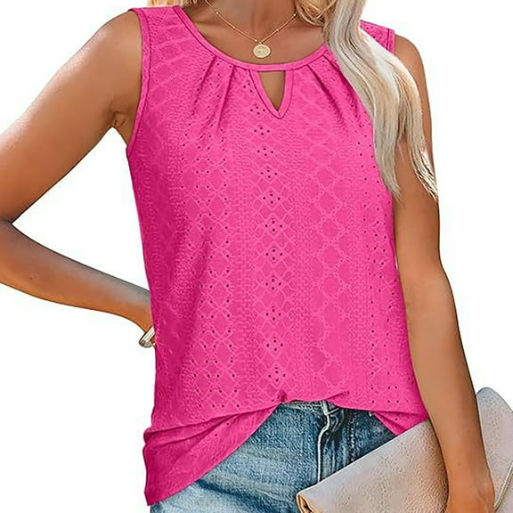 Texiao Women's Tank Tops Loose Fit Casual Sleeveless Tops Keyhole Neck Trendy Summer Tops Flowy Clothes Outfits 2025