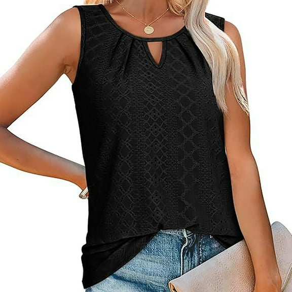 Texiao Women's Tank Tops Loose Fit Casual Sleeveless Tops Keyhole Neck Trendy Summer Tops Flowy Clothes Outfits 2025