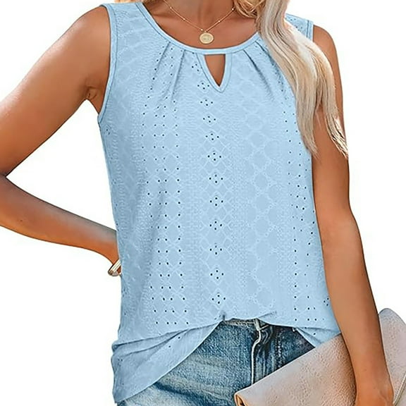 Texiao Women's Tank Tops Loose Fit Casual Sleeveless Tops Keyhole Neck Trendy Summer Tops Flowy Clothes Outfits 2025