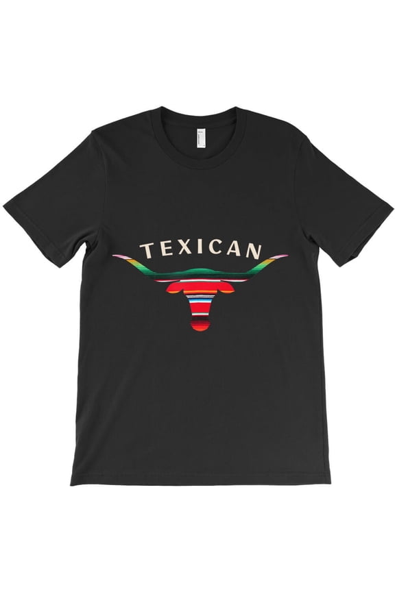 Texican Longhorn Bull Skeleton Head In Serape Pattern Funny Texas Mexican H29941 T-Shirt, for Men and Women, Up to Size 5XL