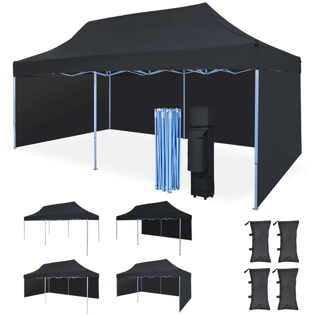 Texinpress 10'x20' Ez Pop Up Commercial Canopy Tent with Sidewalls