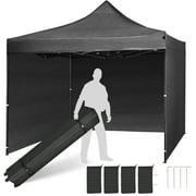 Texinpress 10x10 ft Ez Pop up Commercial Canopy Tent with Sidewalls, Black
