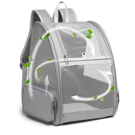 Texsens Pet Backpack Carrier for Small Cats Dogs | Ventilated Design, Safety Straps, Buckle Support, Collapsible | Designed for Travel, Hiking, Walking & Outdoor Use(PVC Mesh Light Gray)