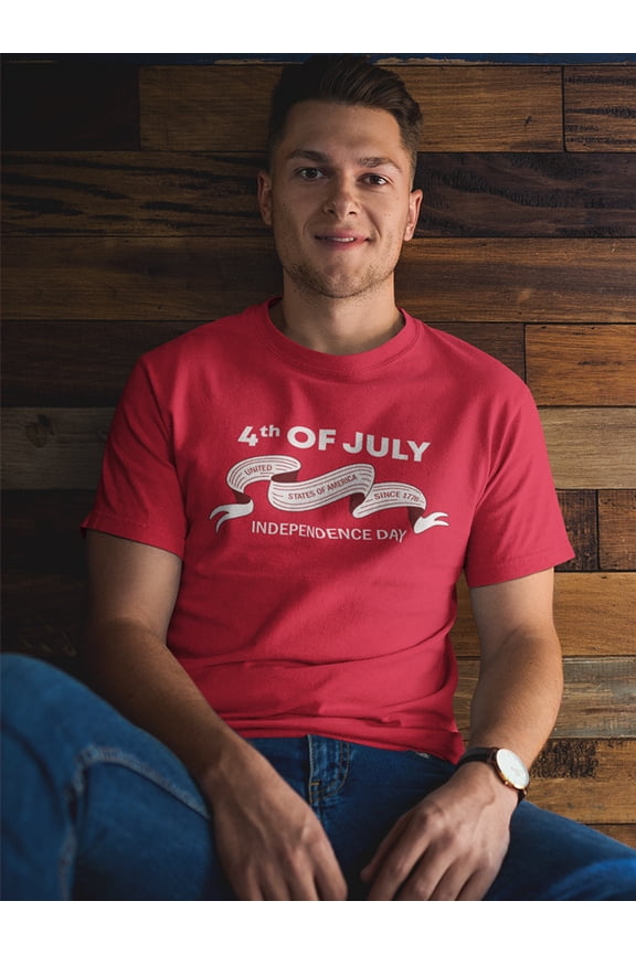 Text 4Th Of July, W/Ribbon Tee Men's -Image by Shutterstock
