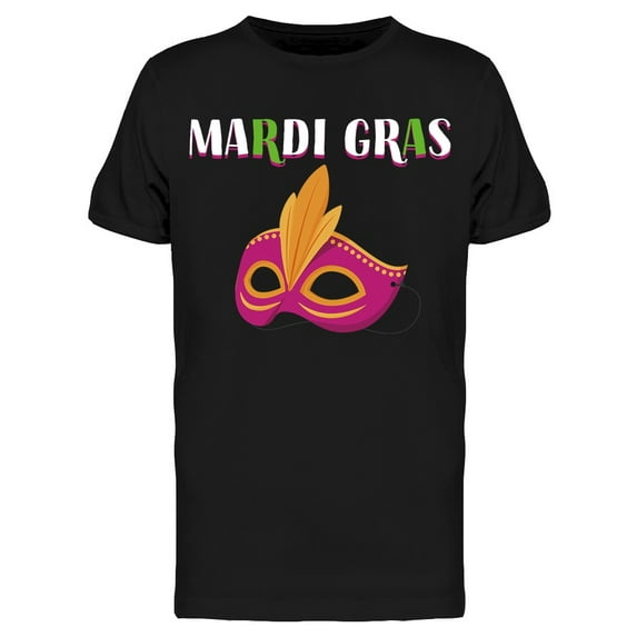 Text And Mask W/feathers T-Shirt Men -Image by Shutterstock, Male 3X-Large