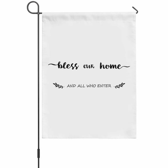 Text Bless House Flags For Outdoor, Our Home and Who Enter White Backdrop Small Double Side Yard Flags Weather Proof House Decor for Lawn Outside Holiday 28 x 40 Inches