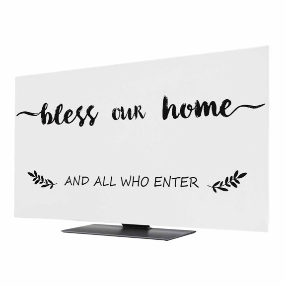 Text Bless TV Dust Cover 24 Inch, Our Home and Who Enter White Backdrop Computer Monitor Cover Dustproof Stretchable Indoor TV Screen Protector for LED LCD Universal Monitors