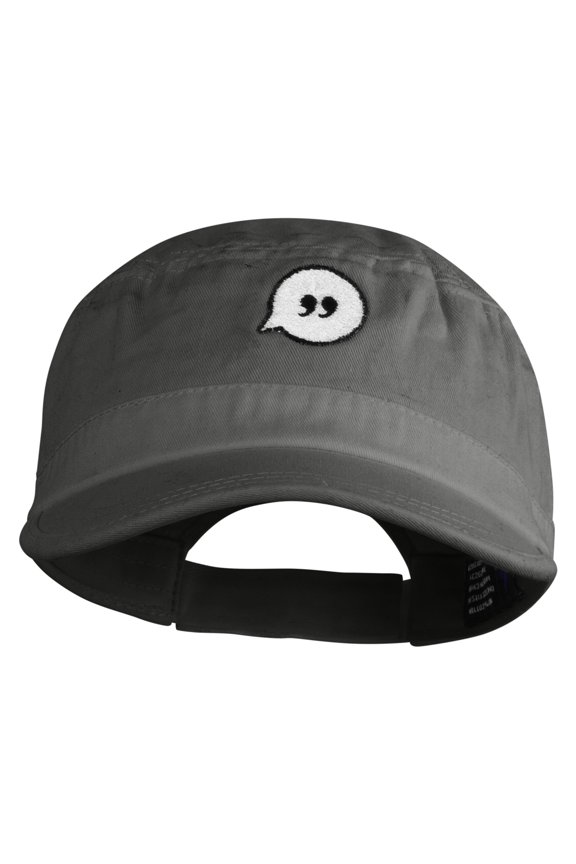 Text Bubble Embroidered Garment Washed Adjustable Army Cap - Grey OSFM