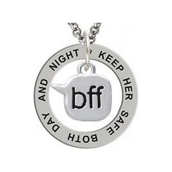 Text Chat - bff - Best Friends Forever - Keep Her Safe Both Day And Night Affirmation Ring Necklace