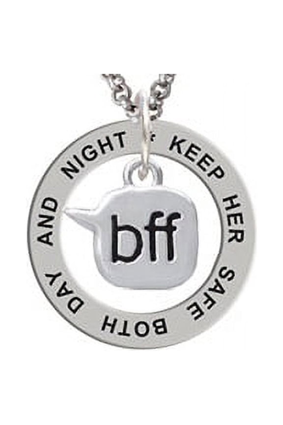Text Chat - bff - Best Friends Forever - Keep Her Safe Both Day And Night Affirmation Ring Necklace
