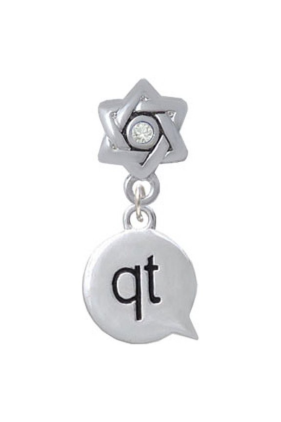 Text Chat - qt - Cutie - Star of David with Clear Crystal Charm Bead