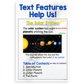 Text Features Help Us Solar System Educational 12x18 US Made Poster