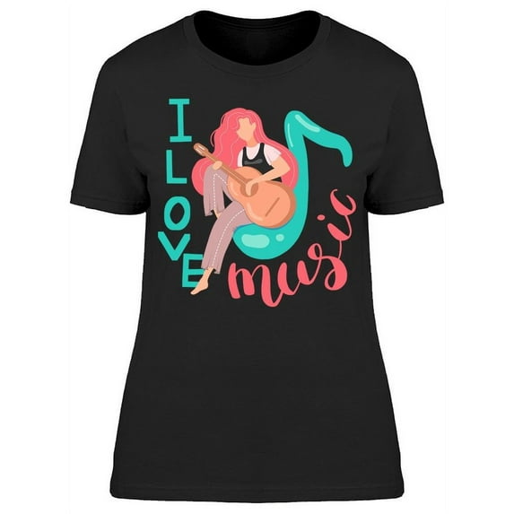 Text: I Love Music T-Shirt Women -Image by Shutterstock, Female Small