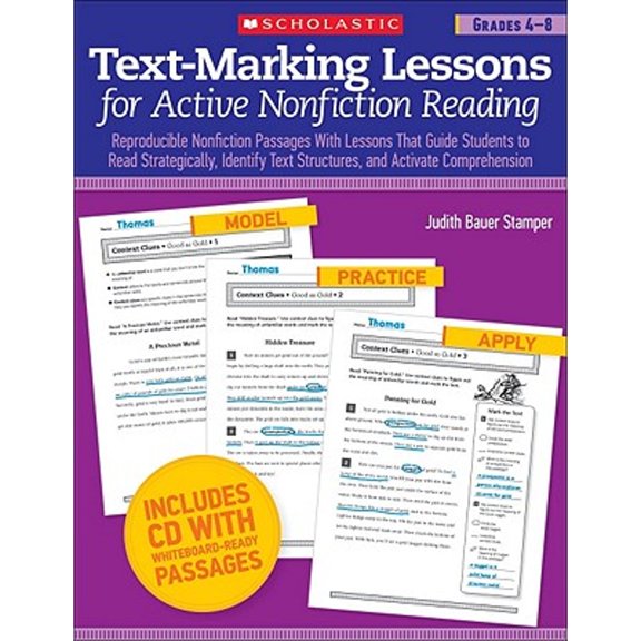 Pre-Owned Text-Marking Lessons for Active Nonfiction Reading, Grades 4-8: Reproducible Nonfiction Passages with Lessons That Guide Students to Read Strategicall (Paperback) 0545288193 9780545288194