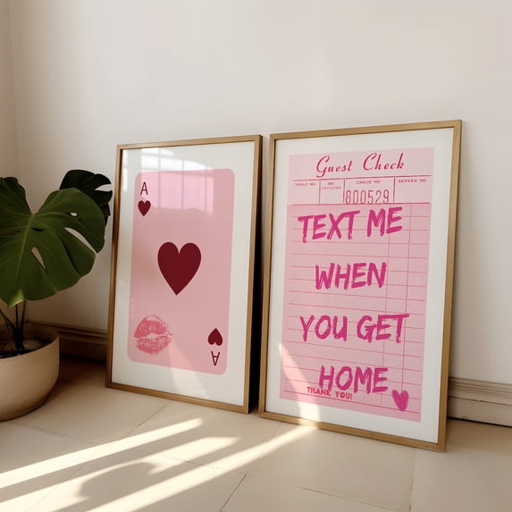 Text Me When You Get Home Preppy Retro Bar Cart Wall Art Print Set 2 Unframed Paper Print 20x30