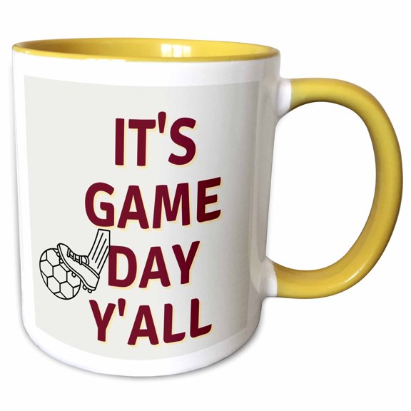 3drose, Text of Its Game Day Yall, 15oz Two-tone Yellow Mug