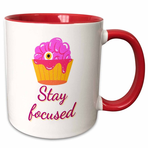 3drose, Text of Stay Focused, 11oz Two-tone Red Mug