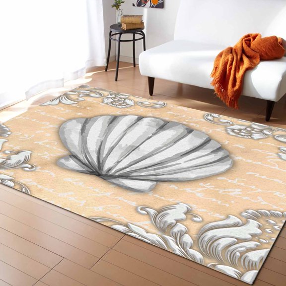 Text St Carving Shell Natural Color Living Room Floor Mat Children's Bedroom Bedside Carpet Kitchen Door