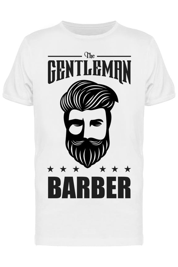 Text: The Gentleman Barber T-Shirt Men -Image by Shutterstock, Male Large