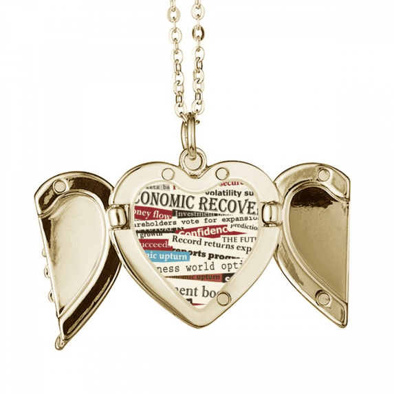 Text Title Veins Background Pattern Folded Wings Peach Heart Pendant Necklace