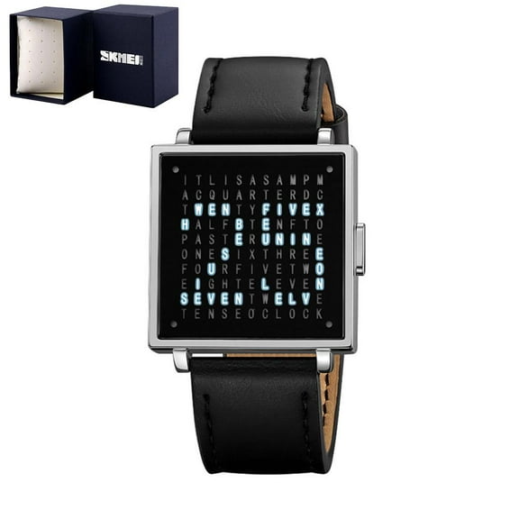 Text Watch with Stainless Steel Strap & LED Light – Unique Design, Water Resistant, Perfect Gift