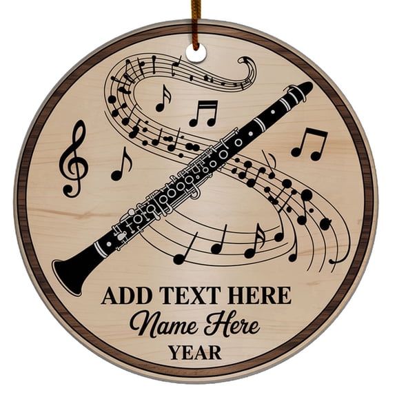 Text Year & Name Clarinetist Christmas Ornament 2025, Clarinet Musical Instrument Christmas Ornament