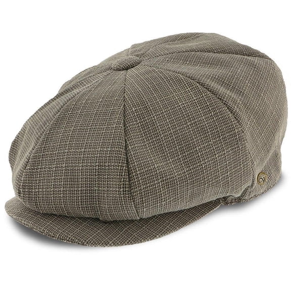 Walrus Hats Textbook Sage/Grey 8 Panel Newsboy Cap – Classic Polyester Ivy Hat with Cross-Stitched Pattern, Double Snap Brim & Removable Side Pin