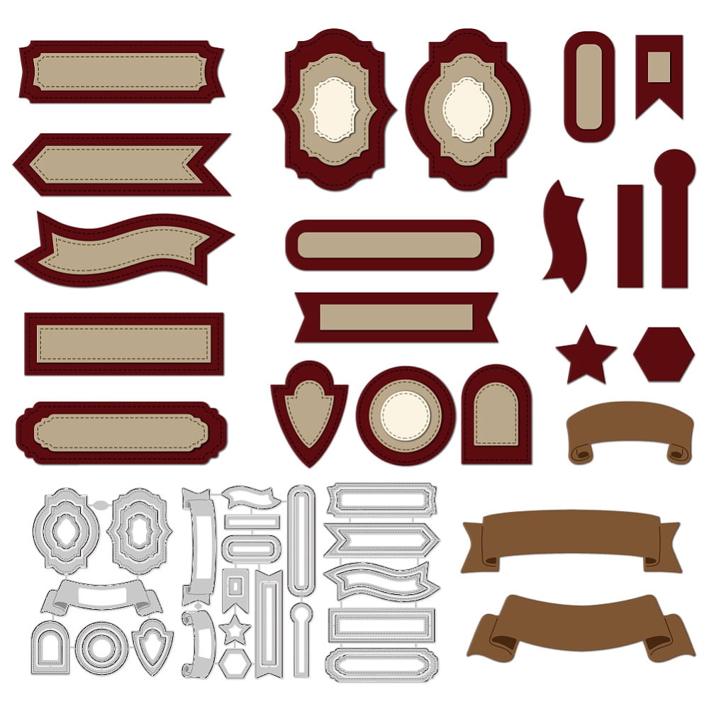 Textbox Labels Cutting Dies Various Shape Label Card Making Die Stencil ...