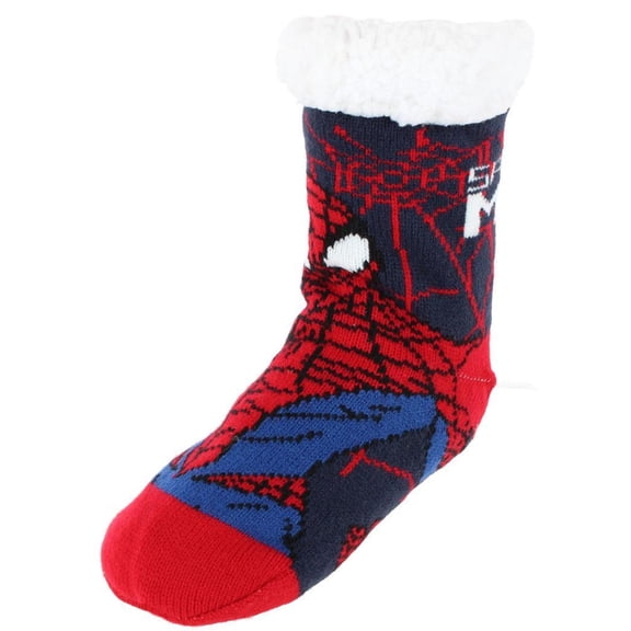 Textiel Trade Boy's Marvel Spider Man Sherpa Lined Slipper Socks (1 Pair)