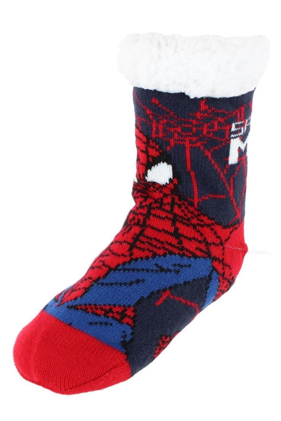 Boy's Marvel Spider Man Sherpa Lined Slipper Socks (1 Pair)