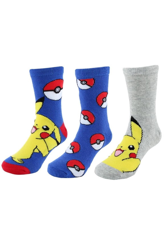 Boy's Pokemon Catch Me If You Can Novelty Socks (3 Pair)