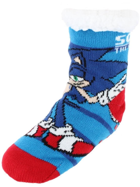 Boy's Sega's Sonic the Hedgehod Sherpa Lined Slipper Socks (1 Pair)