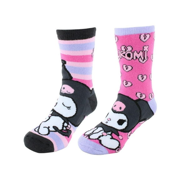 Textiel Trade Girl's Sanrio Hello Kitty Kuromi Novelty Non-Slip Socks (2 Pair)