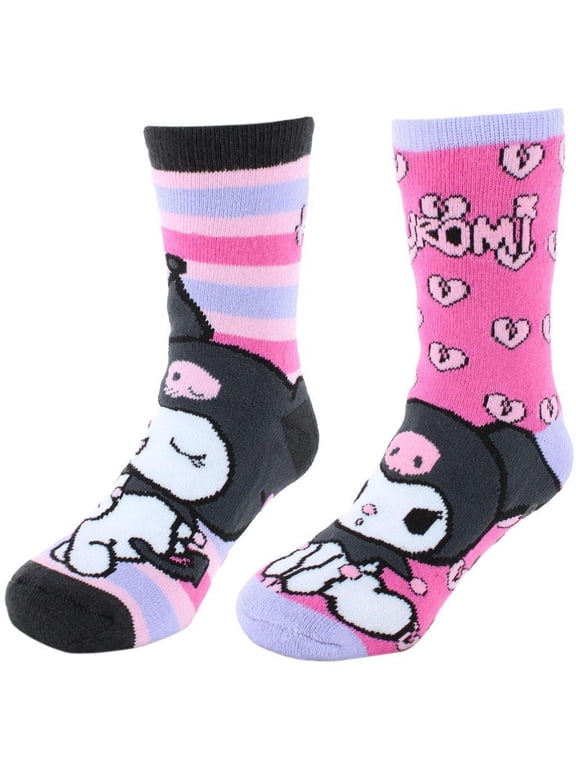 Girl's Sanrio Hello Kitty Kuromi Non-Slip Socks (2 Pair)