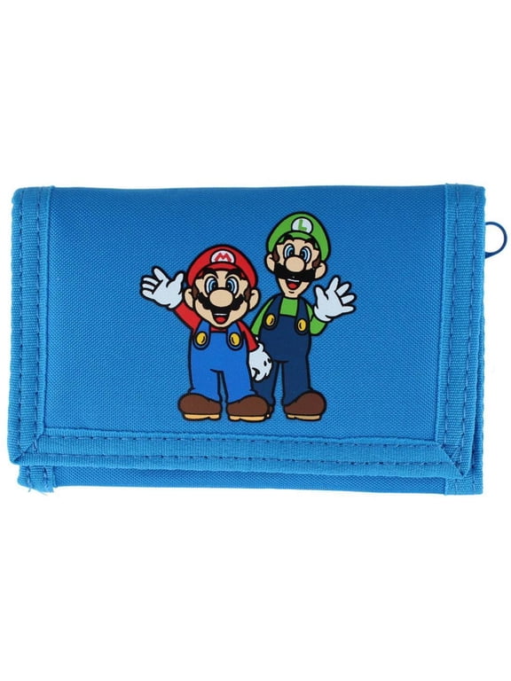 Kid's Nintendo Super Mario Brothers Tri-Fold Hook and Loop Closure Wallet