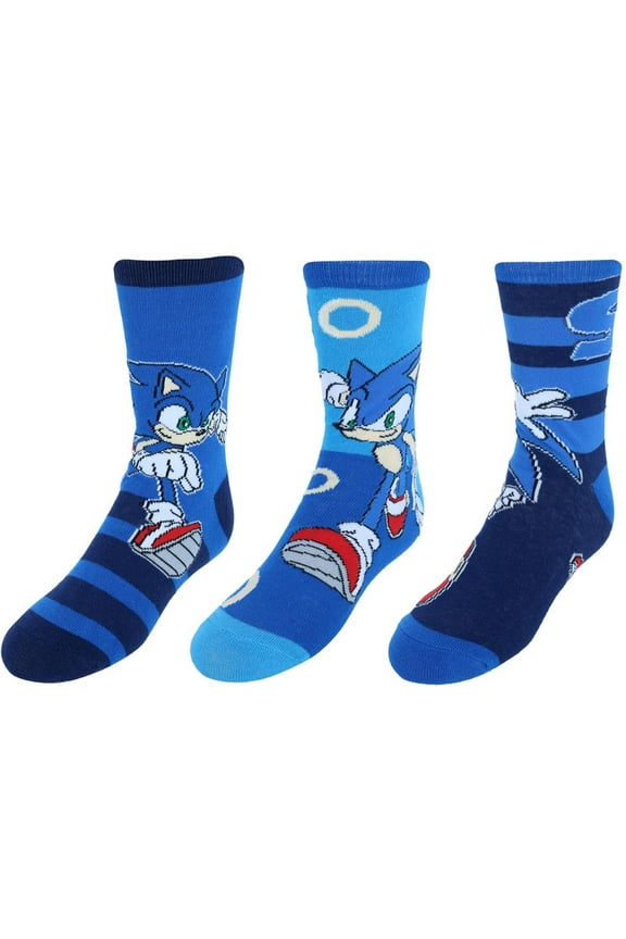 Kid's Sega's Sonic the Hedgehog Crew Novelty Socks (3 Pair)
