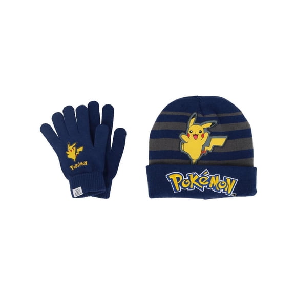 Textiel Trade Kids' One Size Fits Most Pokemon Pickachu Hat and Gloves Winter Set