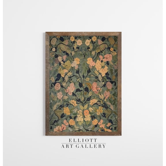 Textile Art Vintage Tapestry Pattern Green Vintage Tapestry Poster Art E75, Unframed Canvas Size 12x18 F03.1.18l367